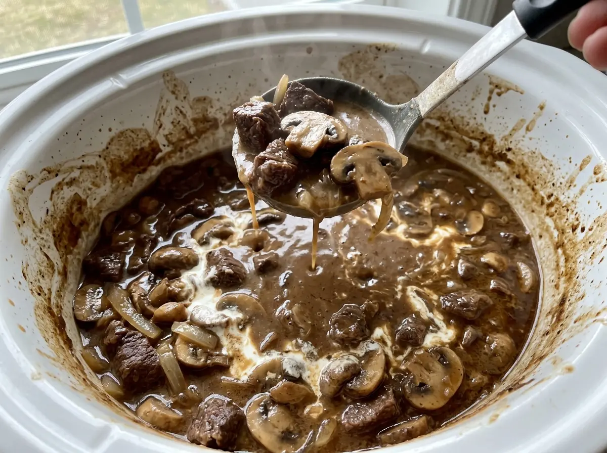 Slow Cooker Beef Stroganoff Stew savory tender beef