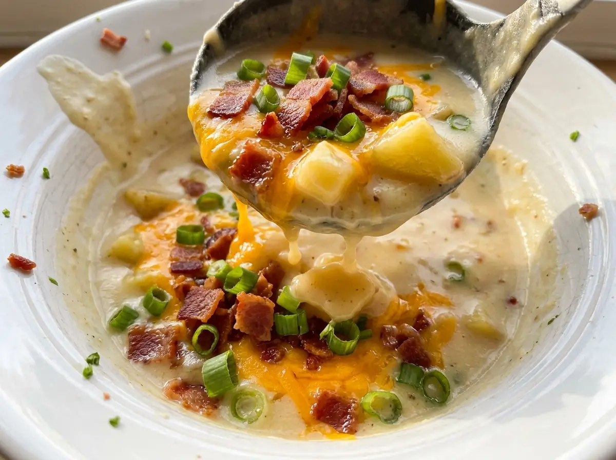Slow cooker potato soup creamy, chunky