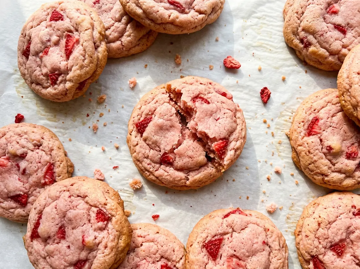 Strawberry Cookies golden edges