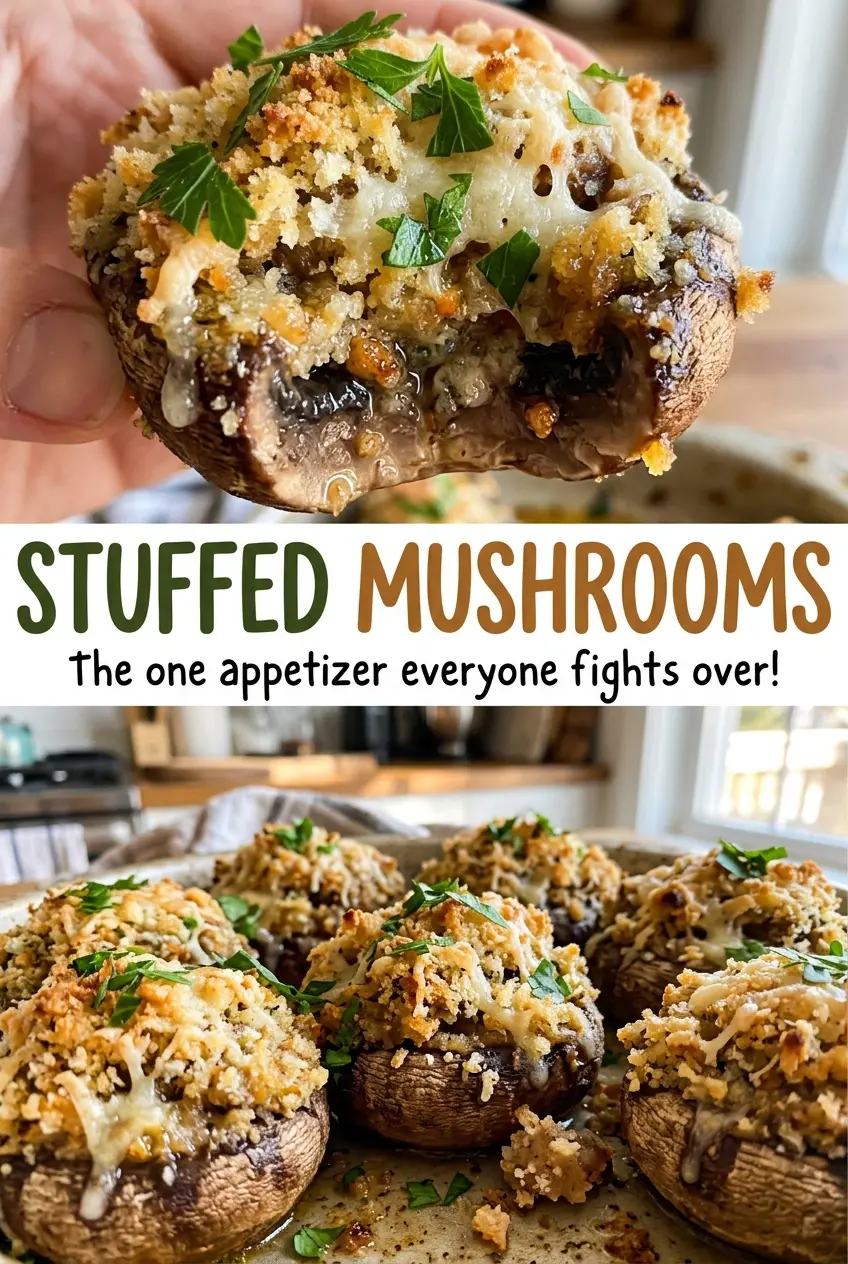 Stuffed mushrooms savory creamy filling