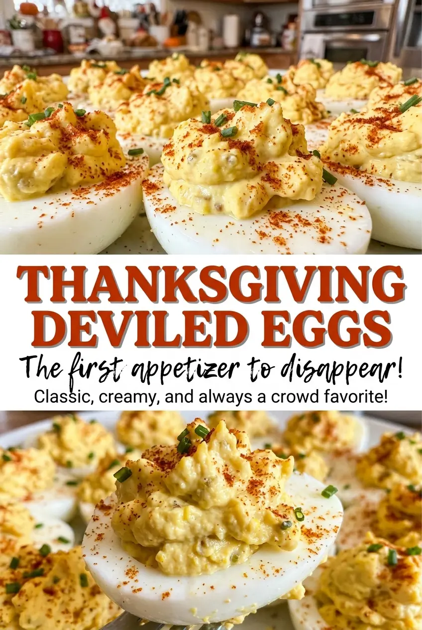 Thanksgiving Deviled Eggs paprika cranberry garnish