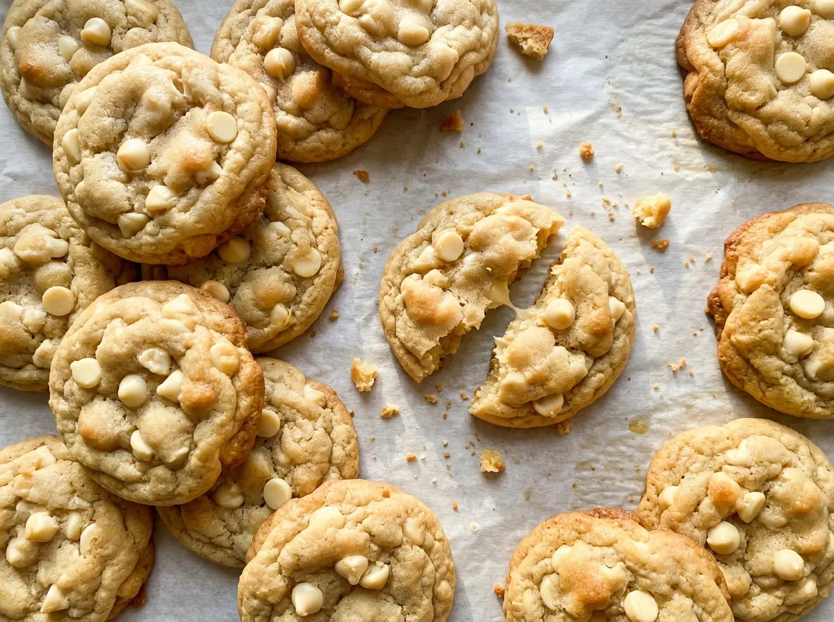 White Chocolate Chip Cookies, golden and chewy